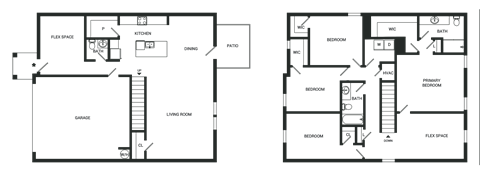 Floor plan for 4 beds, 2 baths, 2338 sqft